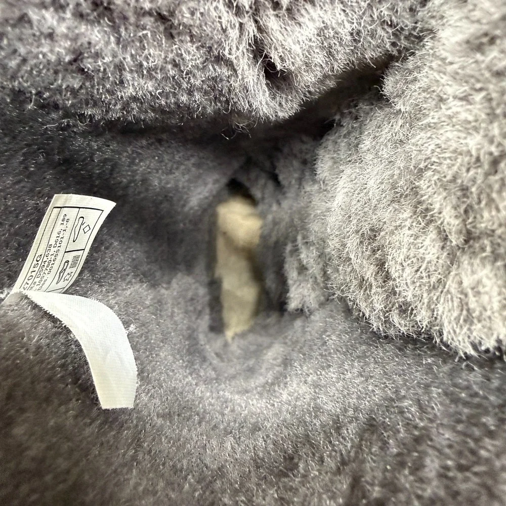 UGG Bailey Button Tall Boots Womens 7 Gray Suede Shearling Fur Lined Cozy